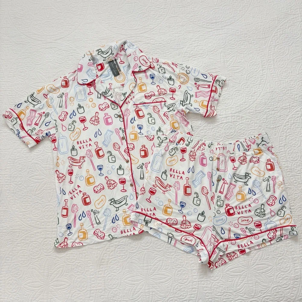 Anthropologie Modaluxe Short Sleeve Pajama Top & Shorts Set,‎ Bella Vita Sz M